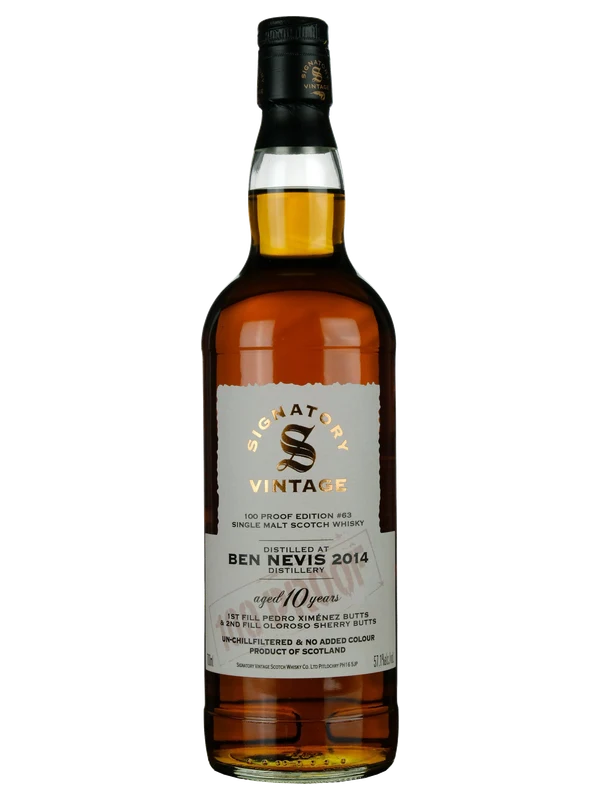 Signatory Vintage Ben Nevis 2014 10 Year Old 100 Proof Edition #63
